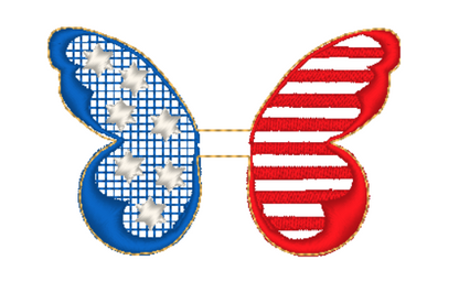 Stars and Stripes Butterfly Hair Bow Tails | Digital Embroidery File
