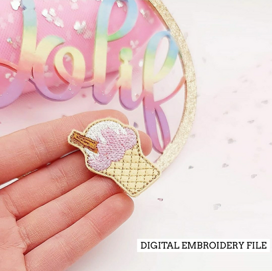 Ice-Cream and Flake feltie in 2 sizes | Digital Embroidery File